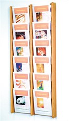 Oak & Acrylic Wall Racks -- 12 Pocket Magazine Wall Rack