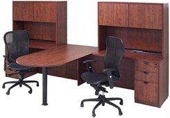 Cherry Laminate 2-Person Peninsula Workstation