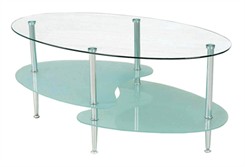 38" Wave Dual Oval Glass Coffee Table