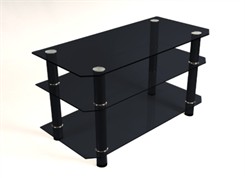 42" Contempo Black Three Shelf Glass TV Stand