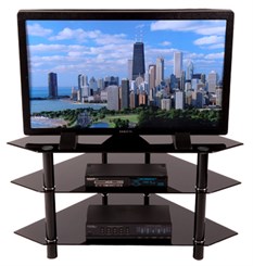 44" Bermuda Glass Corner Black Stand w/3 Levels