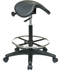 Backless Stool with Saddle Seat and 25" to 35" Seat Height