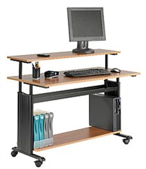 Bi-Level Adjustable Height Computer Workstation