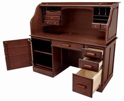 Solid Oak Rolltop Computer Desk in Cherry Finish
