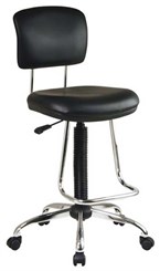 Vinyl Drafting Chair with Chrome Teardrop Footrest and 26" to 36" Seat Height
