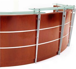 12' Curved Cherry Glass Top Reception Desk