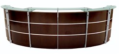 12' Curved Walnut Glass Top Reception Desk
