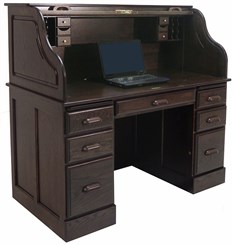 Deluxe Solid Oak Laptop Roll Top Desk