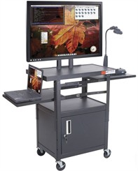 All Steel Height Adjustable Flat Panel Cart