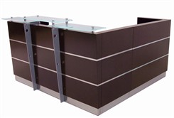 Glasstop Walnut Reception L-Desk