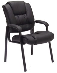 Deep Cushion Leather Guest Chairs in Brown or Black