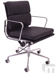 Leather Soft Pad Management/Conference Chair in Black