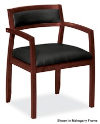 Leather & Wood Guest Chair w/Upholstered Back