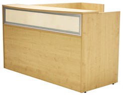 Maple L-Shaped Reception Desk w/Frosted Glass Panel