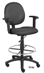 Mid-Back Drafting Stool with Adjustable Arms and 26" to 31" Seat Height