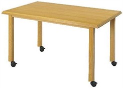 Mobile Solid Oak Straight Leg Tables - 42" D Round Table