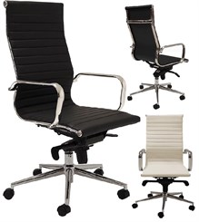 Modern Classic Design Office Chair in White Leather