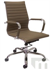 Modern Classic Design Office Chair in Taupe Leather