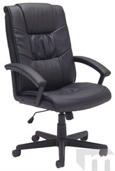Pillow-Tufted Black Leather Managerial/Conference Office Chair
