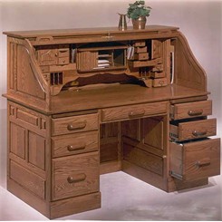 Premier Solid Oak Roll Top Desk