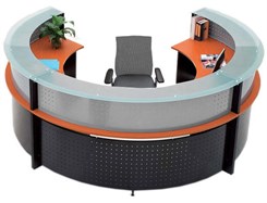 3/4 Round Glass Top Reception Desk