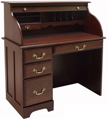 Single Pedestal Solid Cherry Roll Top Desk