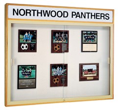 Sliding Door Wall Display with Illuminated Header Panel