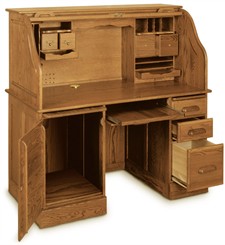 Solid Oak Roll Top Computer Desk