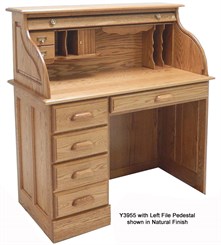 Solid Oak Single Pedestal Roll Top Desk