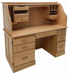 Solid Oak Rolltop Computer Desk in Sunglow Finish