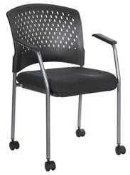 Titanium Finish Rolling Visitors Chair w/ Casters
