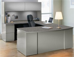 U-Shaped Workstation w/ 2-Door Hutch