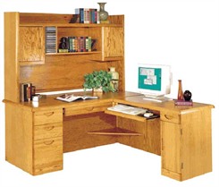 Waterfall Genuine Oak Furniture Collection -- Executive L-Desk With Right Computer Wing
