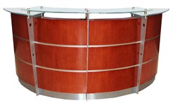 8' Curved Cherry Glass Top Reception Desk