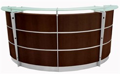 9' Curved Walnut Glass Top Reception Desk