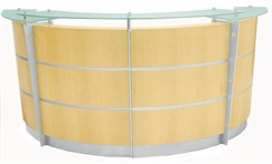 8' Curved Maple Glass Top Reception Desk