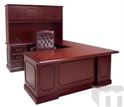 Franklin Traditional Dark Cherry Veneer U-Shape Desk w/Hutch