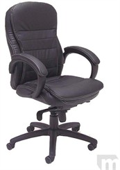 Black Leather Knee-Tilt Office Chair