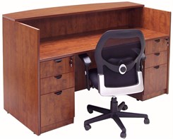 Rectangular Cherry Laminate Reception Desk with Drawers